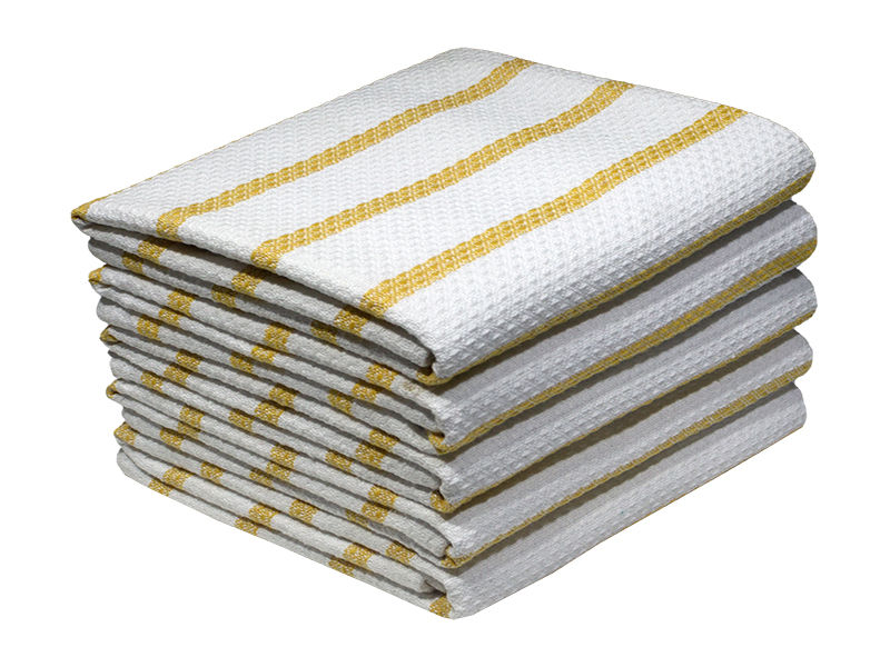 Multipurpose, Easy Fit, Absorbent Kitchen Towel - Design 2424 - 047x071cms - (05 Pc Pack) - Stripes - Yellow Cream