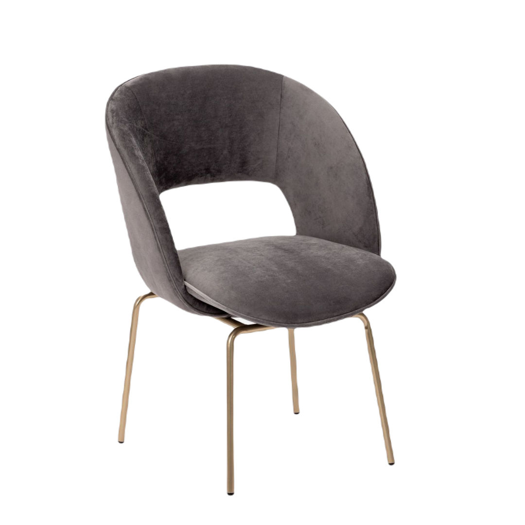 Open Back Occasional Dining Chair With Gold Legs - Grey