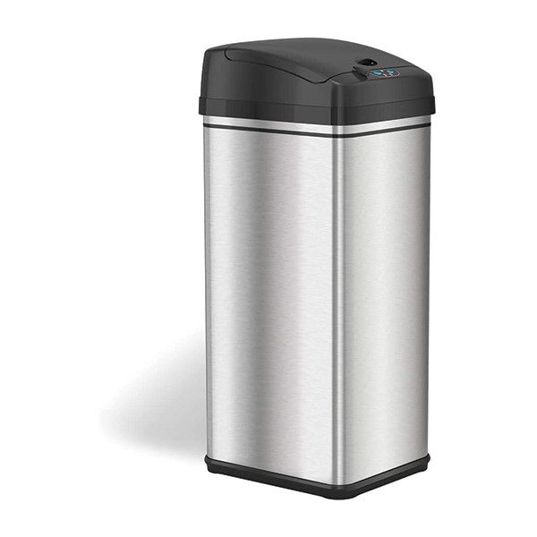 SQUARE 48L STAINLESS STEEL AUTO DUSTBIN