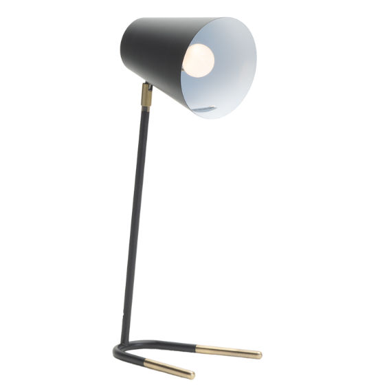 LAMP TABLE-V BASE BLACK&GOLD-BLACK ARM & DOME