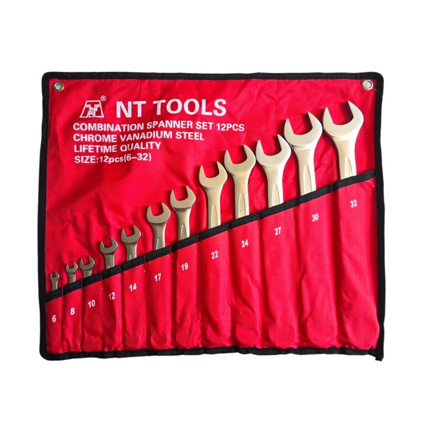NT TOOLS 12 Pcs Spanner Set 6-32mm CR-V in Canvas Rollup Bag