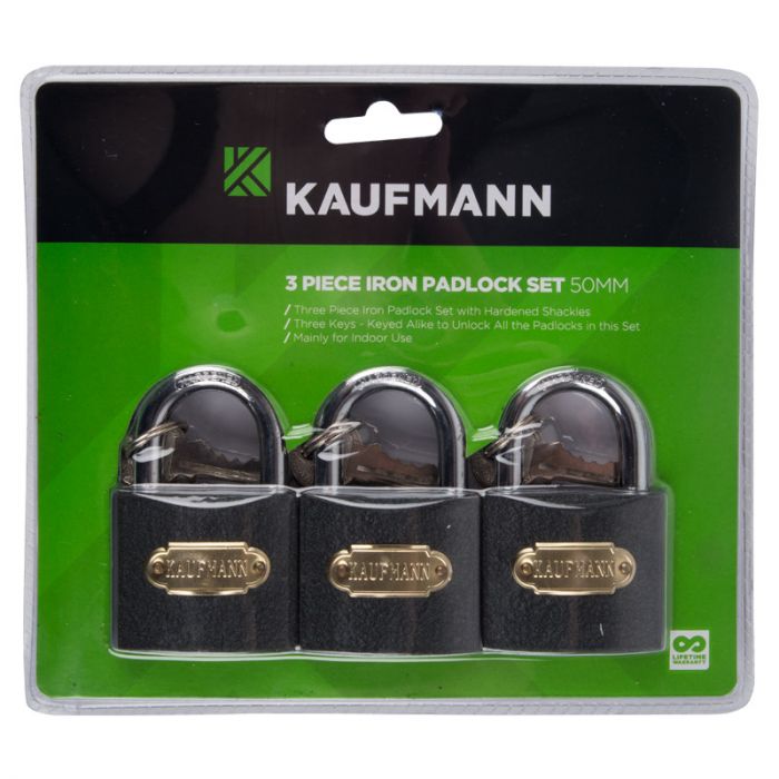 Kaufmann - Steel Lock Set 3 Piece 50mm - 2 Pack