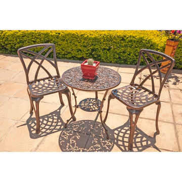 Ageless & Beautiful!   2 Seater Cast Aluminium Patio Furniture Set / Bistro Furniture Set / Garden Furniture - 2 x Small Rainbow Chairs (without Armrests) with 62cm Round Bonzai Table