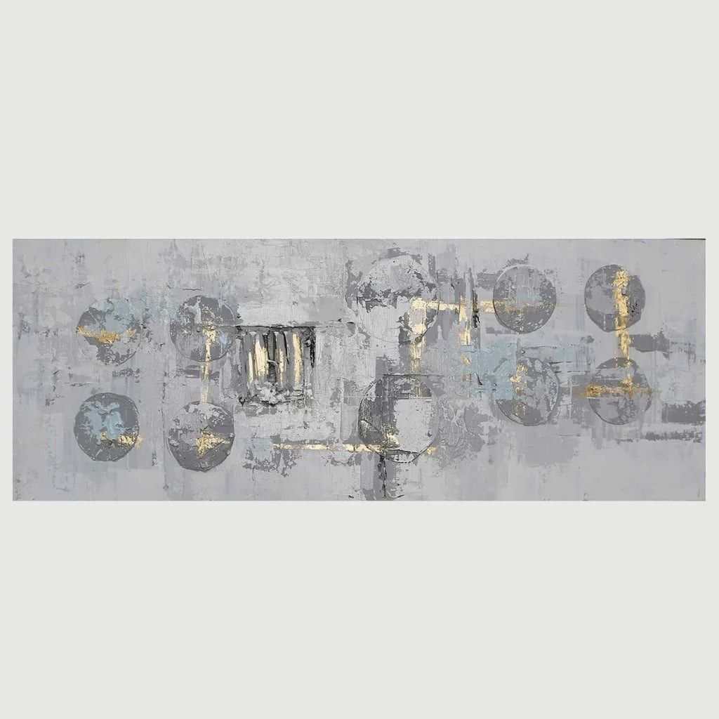 Vividitto - Oil Painting Art YD - Silver Circles 150x50