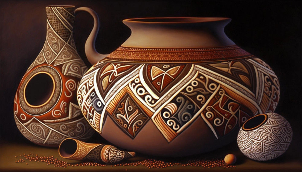 Canvas Wall Art - Beautiful African Pottery - B1020 [120 x 80 cm]