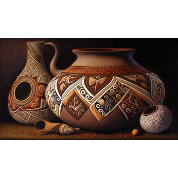 Canvas Wall Art - Beautiful African Pottery - B1020 [120 x 80 cm]