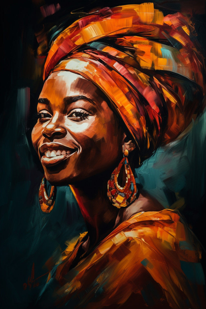 Canvas Wall Art - Beautiful African Woman  - A1147 - [120 x 80 cm]