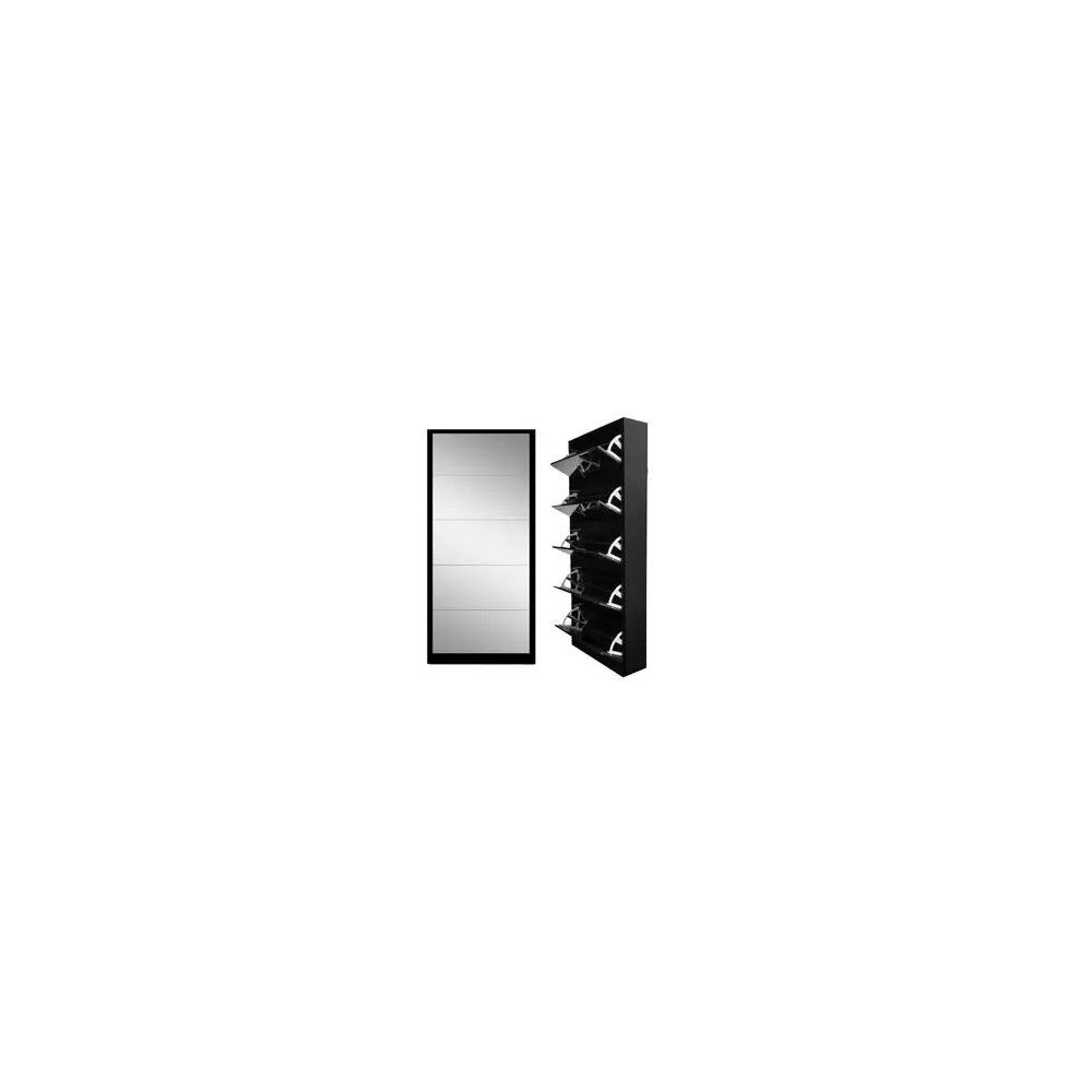 Alex Mirror Shoe Cabinet Black