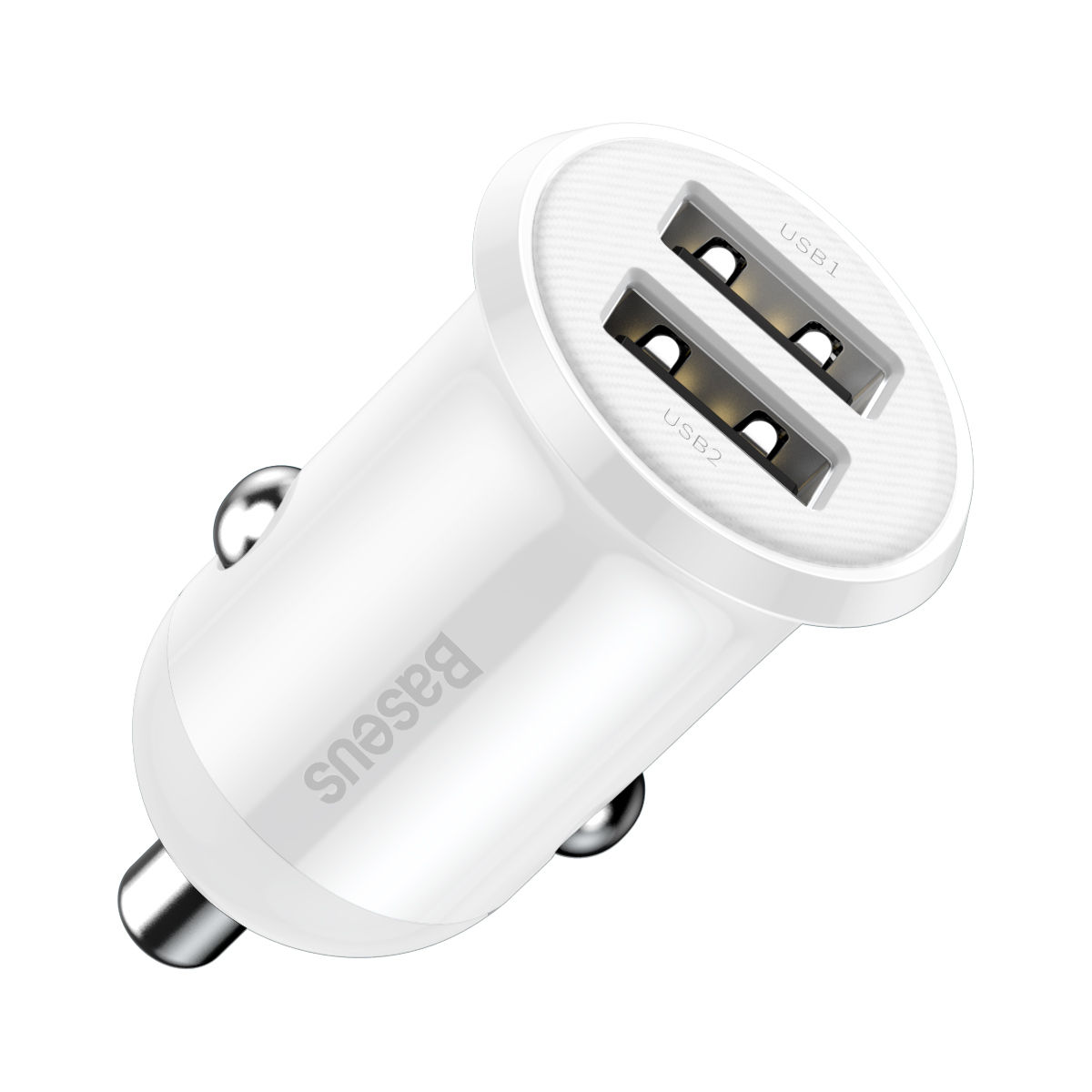Baseus Grain Pro Series Smart Fast Charge Dual USB 4.8A 12V-24V Car Charger - White