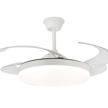 Electrolite White48" Retractable Ceiling Fan With LED Light and Remote -EMS