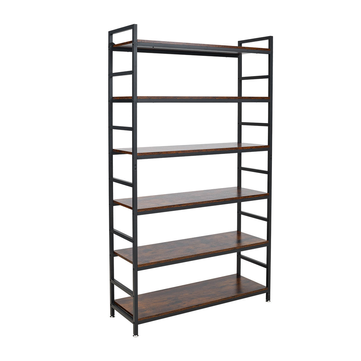 LAZAVA Storage Shelf with Rustic Wood & Black Steel Frame