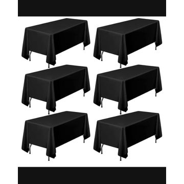 Black Set of 6 Polyester Table Cloth