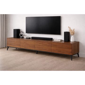 EXTRA-LONG CONTEMPORARY GLOSS TV STAND - American Walnut