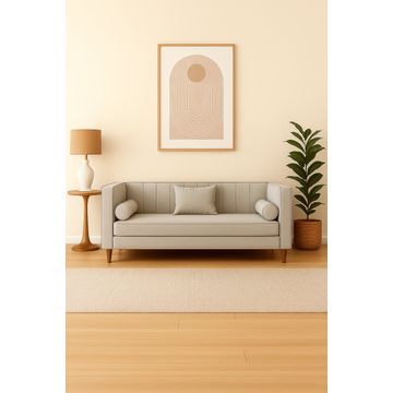 IG Furn- Lora 3 Seater Velvet Couch Cream/Beige