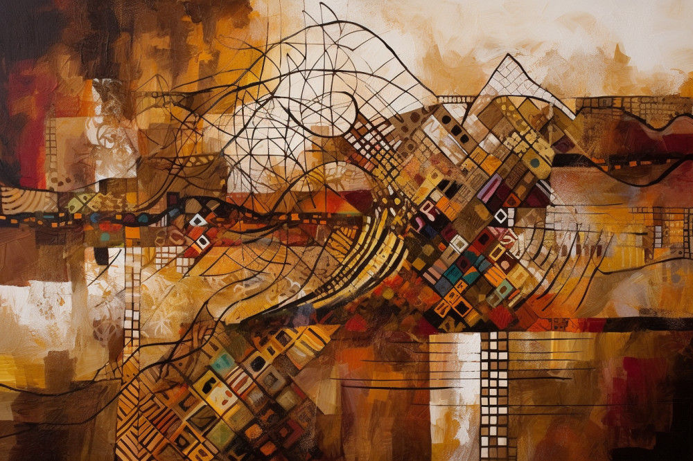Canvas Wall Art - Abstract Piece Symbolizes Tight Knit Bond - A1208 - [120 x 80 cm]