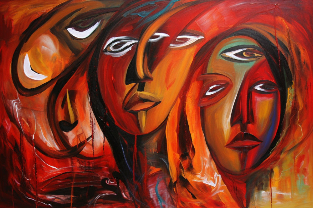 Canvas Wall Art - Resilient Spirits By Abstract Expressions Acrylic  - A1647 - [120 x 80 cm]