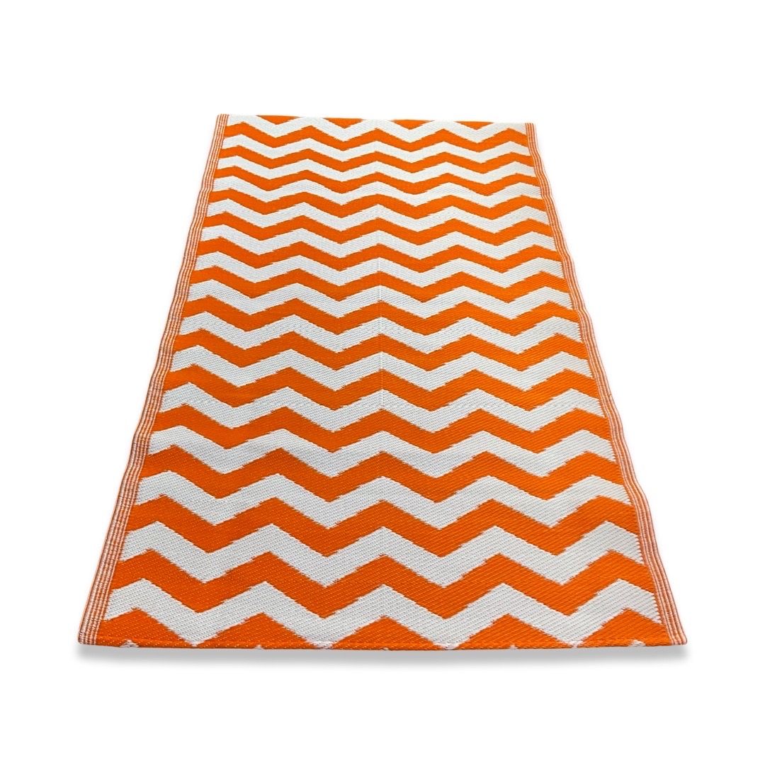 Rug It Up Indoor & Outdoor Plastic Waterproof Reversible Rug - Orange Chevron 2 x 1.2m