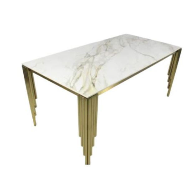 Berkley Marble Top Dinning Table -Gold