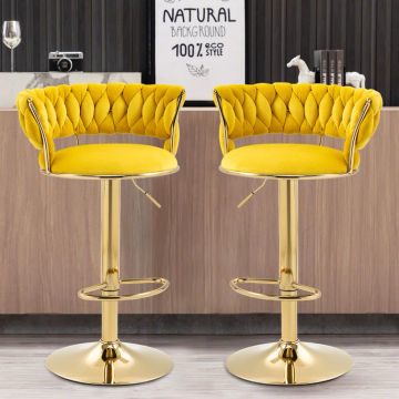 KC FURN-Set Of 2 Cady Velvet Swivel Bar Stools(Mustard)