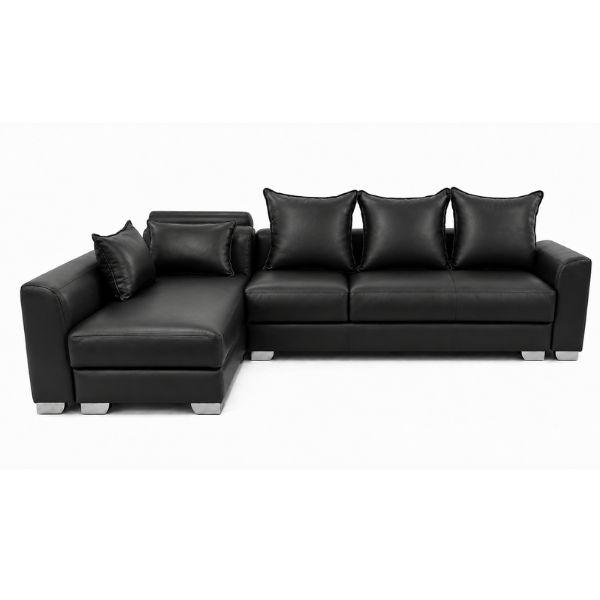 Remy L Shape Corner Sofa-Bonded Leather Black