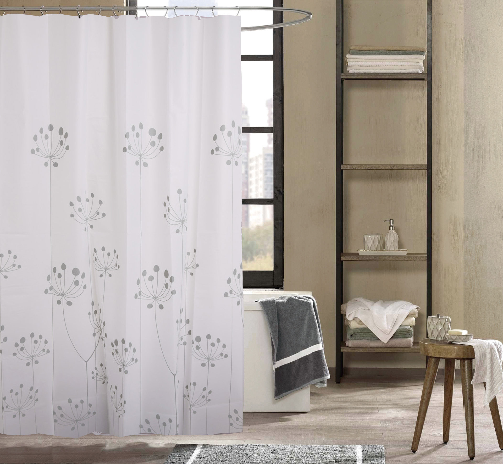 Bodie Bath - White Dandelion Shower Curtain - PEVA