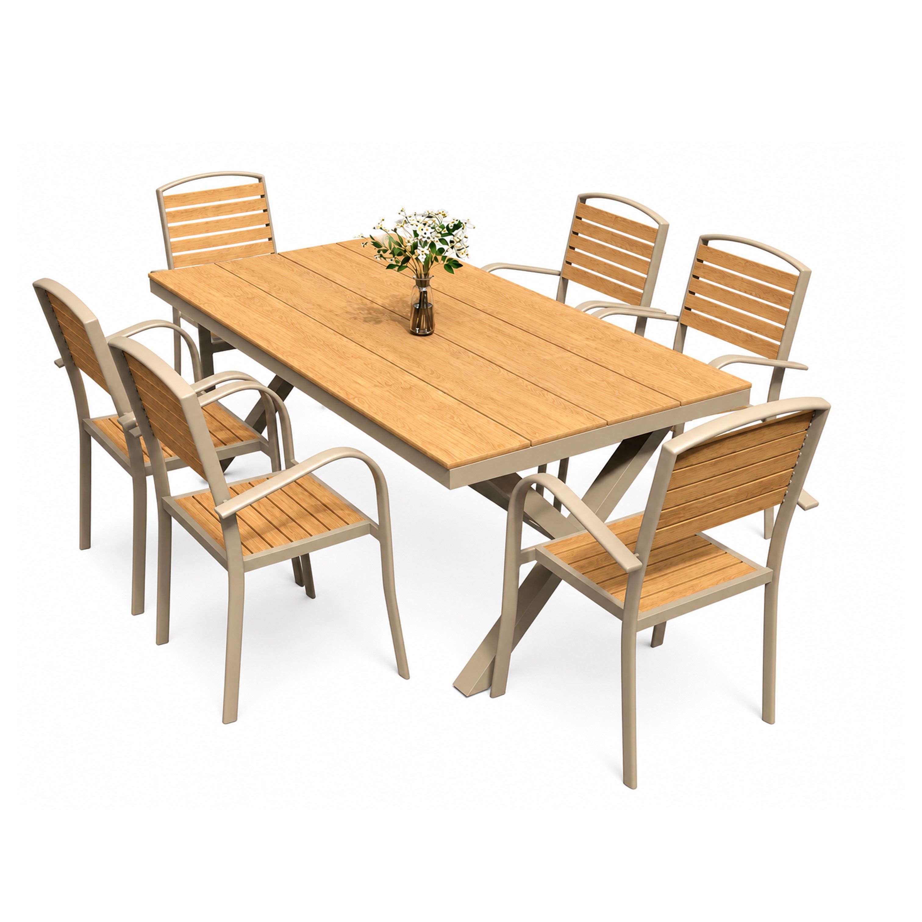 Madiega Furniture - 6 Seater Birk Outdoor Dining Set
