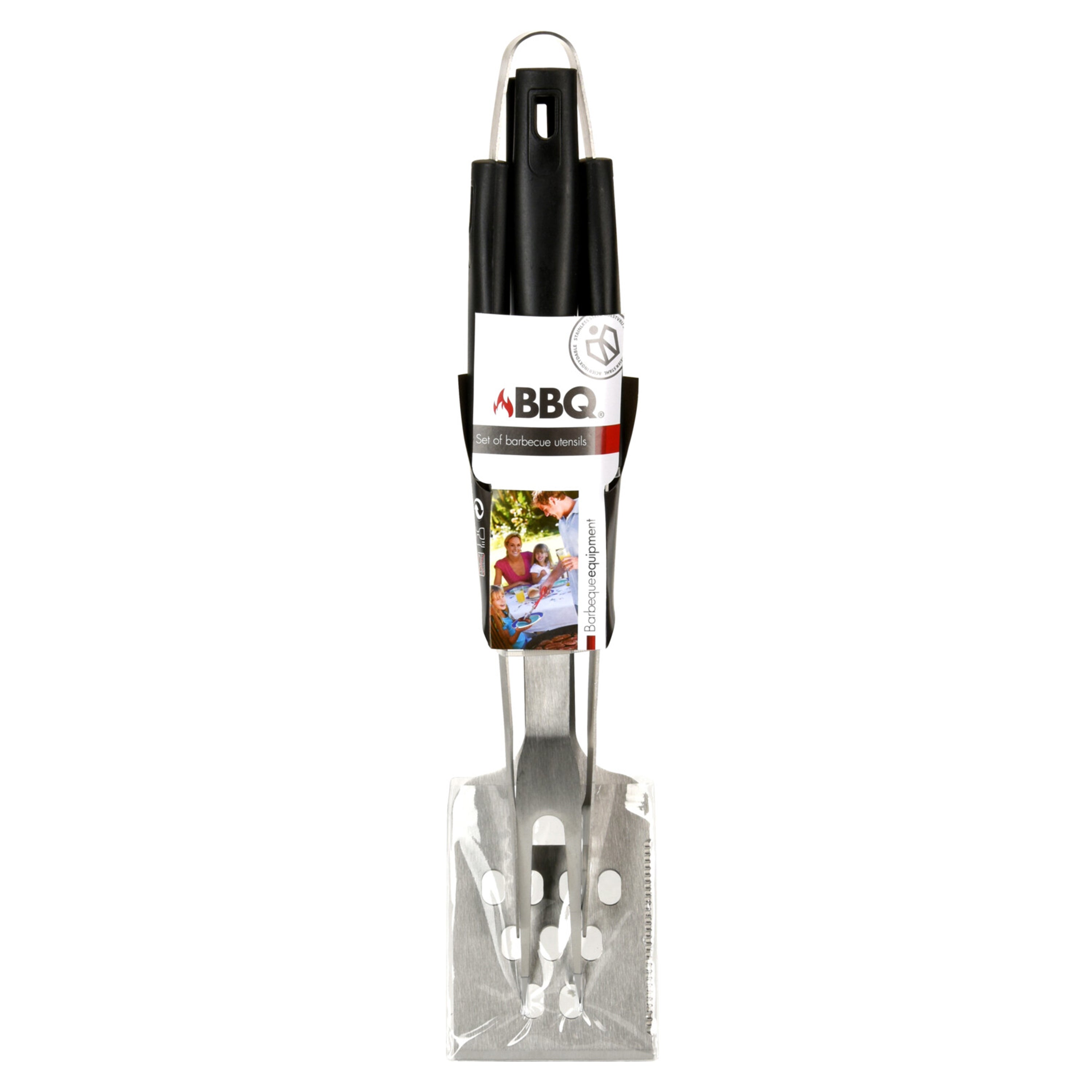 Braai Tool Set of 3 - Stainless Steel Fork, Tong & Spatula