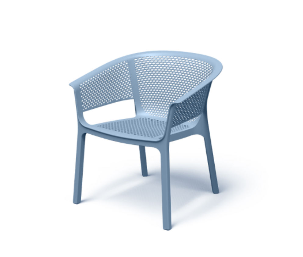 Ergonomic Perforated PP Armchair- blue