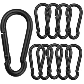 10Pcs Black Carabiner Clips - 6cm