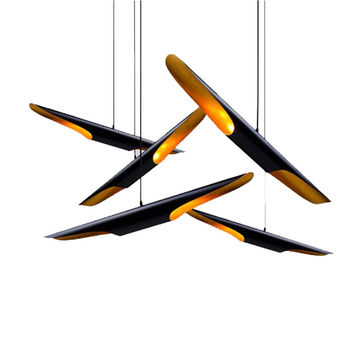 Matt Black Tubular Pendant With Brass Inner