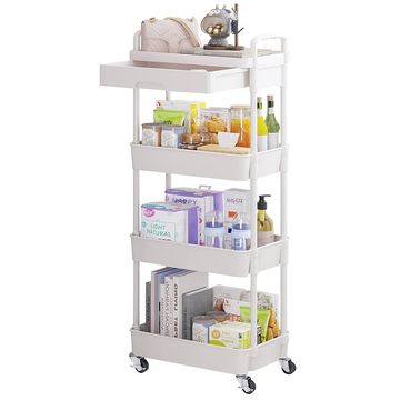 4-Tier Utility Cart With Drawer - WHITE