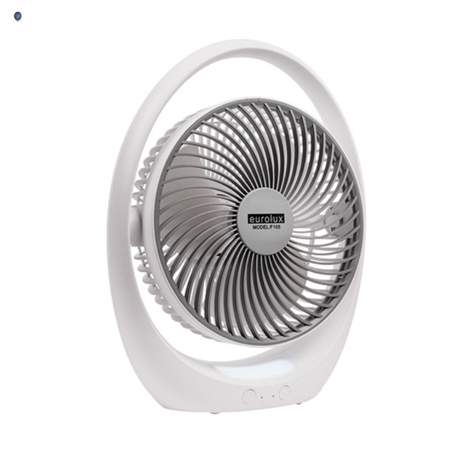 Rechargeable LED Table Fan White & Grey