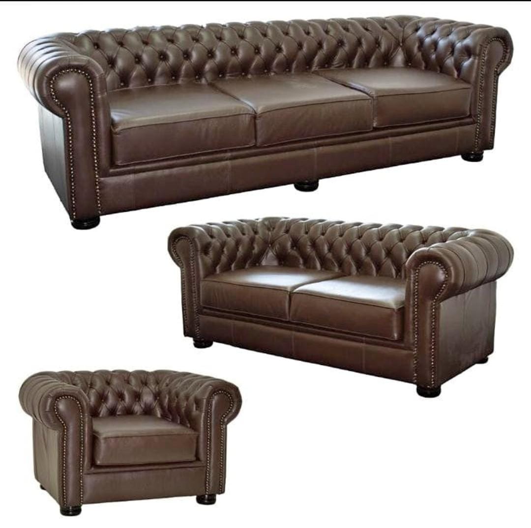 Chesterfield 6-Seater Sofa Set – Genuine Leather