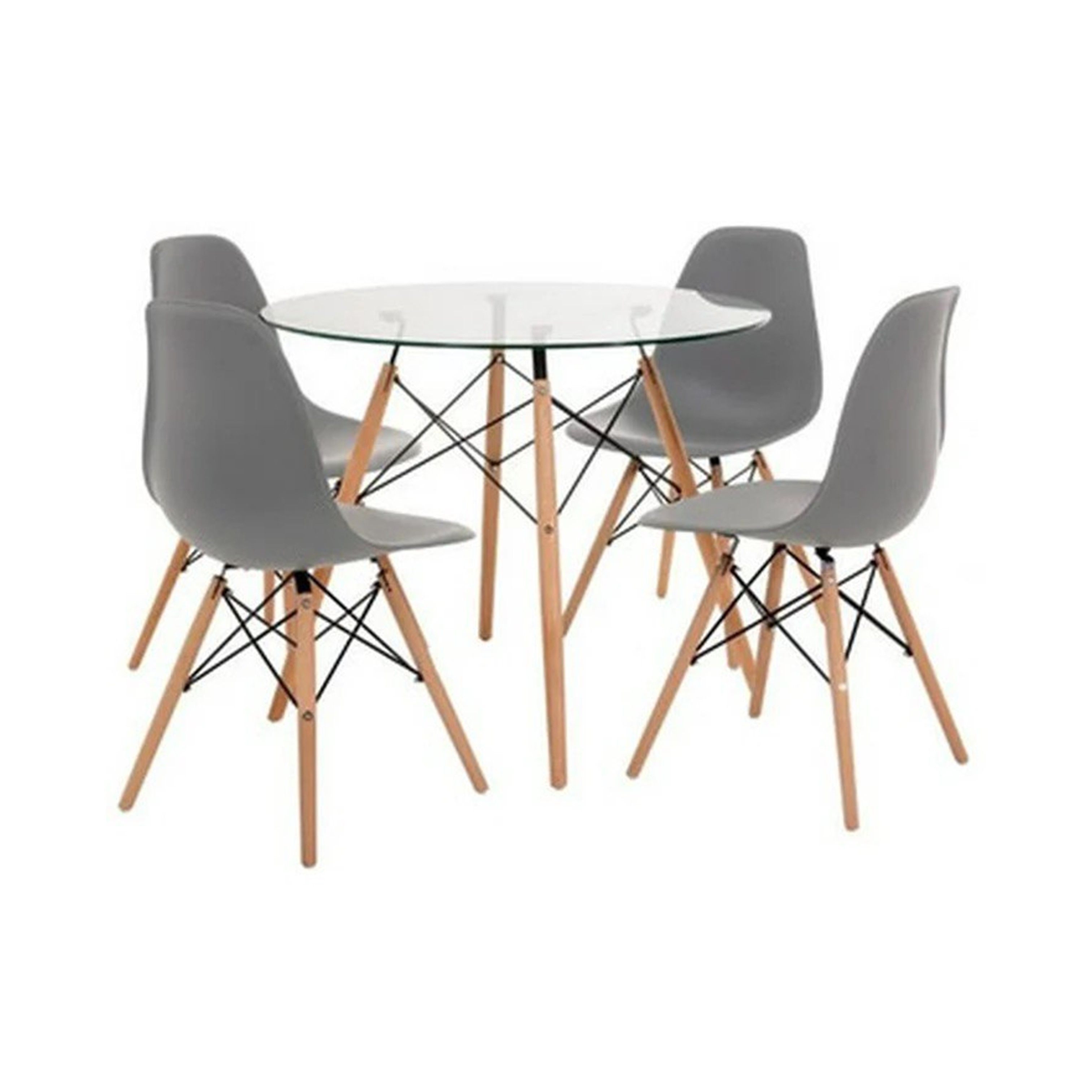 Round Retro Table & Chair Set (Grey)
