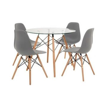 Round Retro Table & Chair Set (Grey)