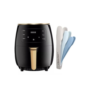 Silver Crest XL Digital Air Fryer Including a Nesting Tongs Set - Black