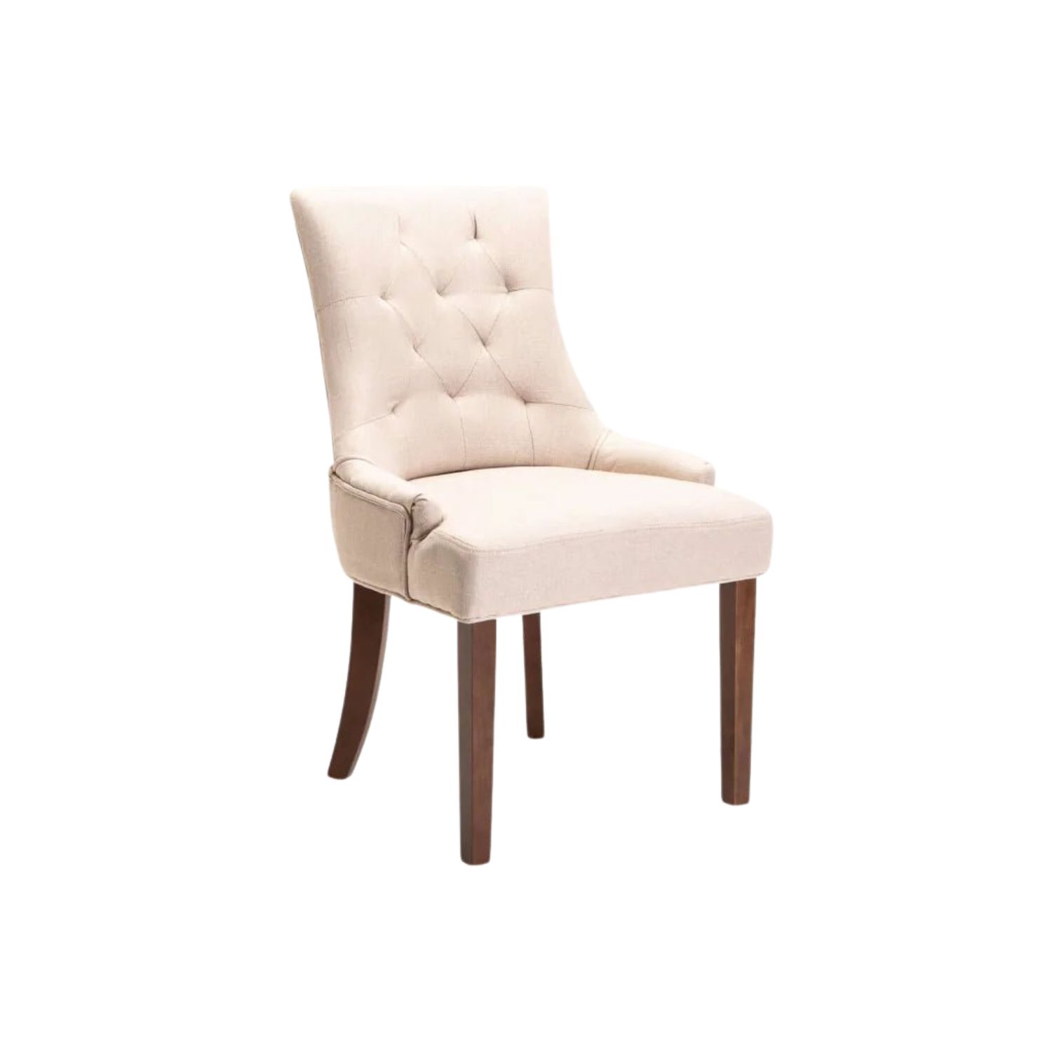 Upholstered Fabric Dining Chair with Wood Legs - Cream