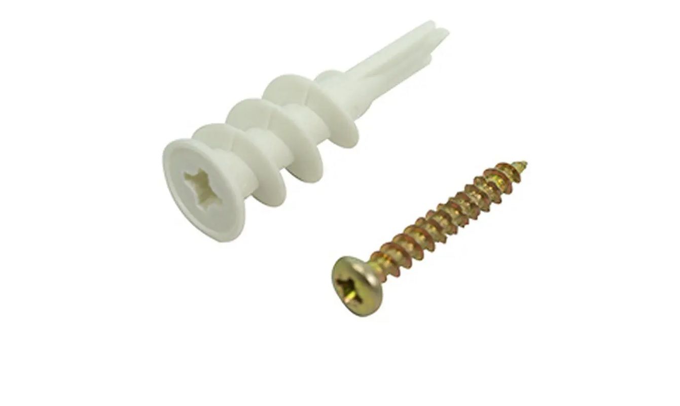 Drywall Plugs and Screws, Nylon, 25 Pieces (3 pack) BY WOODLY