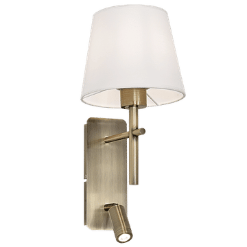 Metal Wall Bracket with White Fabric Shade and 2 Switches