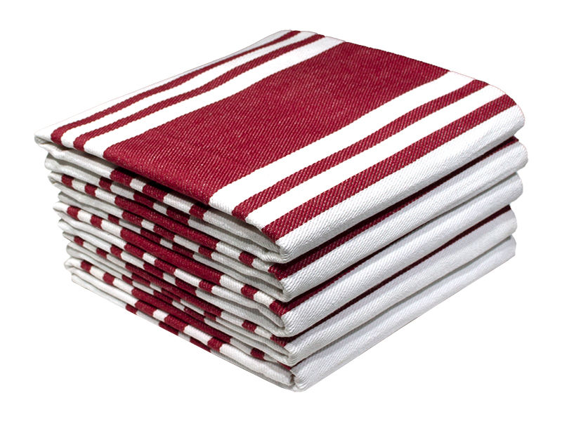 Multipurpose, Easy Fit, Absorbent Kitchen Towel- Design 2386 - 050x069cms - (05 Pc Pack) - Stripes - Red Pear