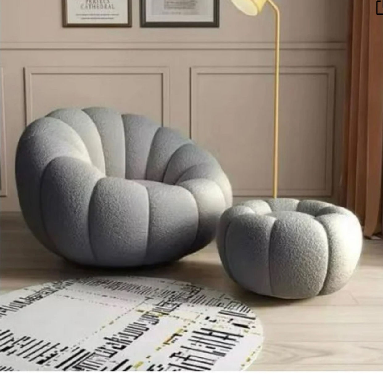 Asher Pumpkin Sofa and Ottoman (Grey)