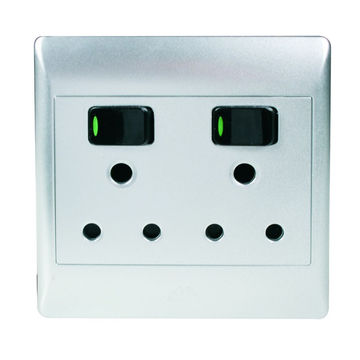 ACDC - Silver 2x16A Switched Socket Outlet 4x4 C/W Cover Plate