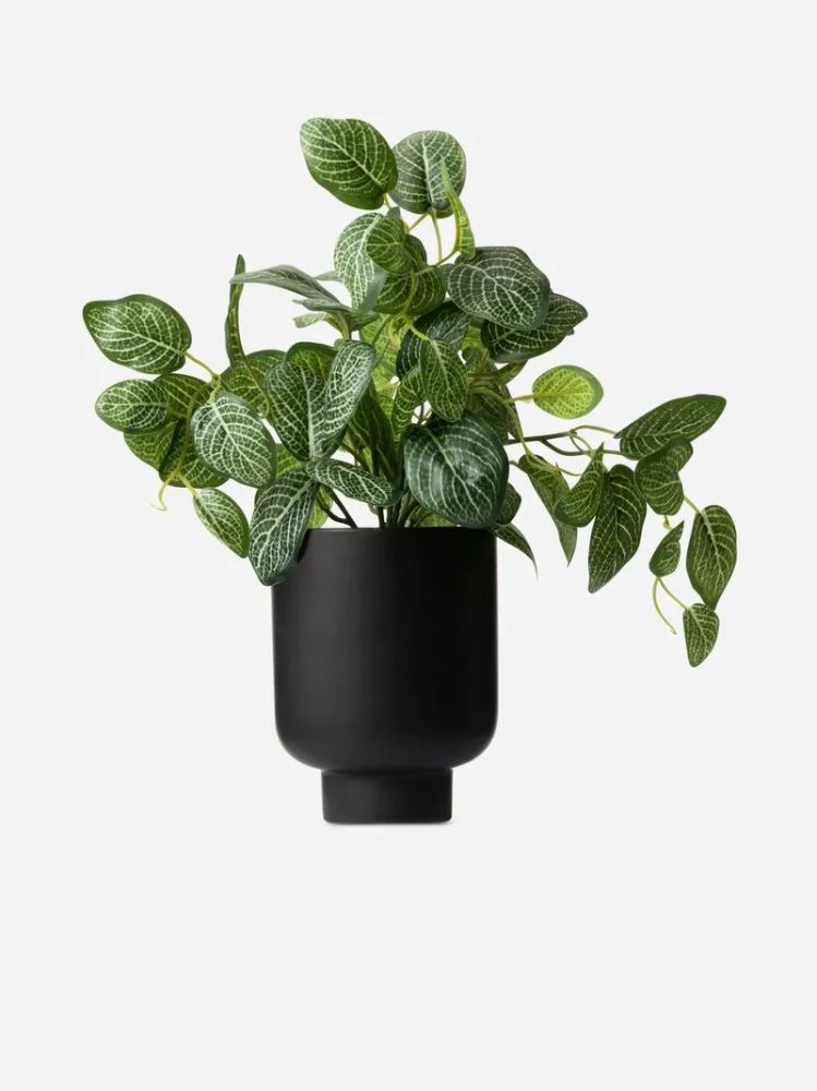 Faux Reticulated Leaf Plant in Ceramic Pot – Artificial Indoor Plant 36cm