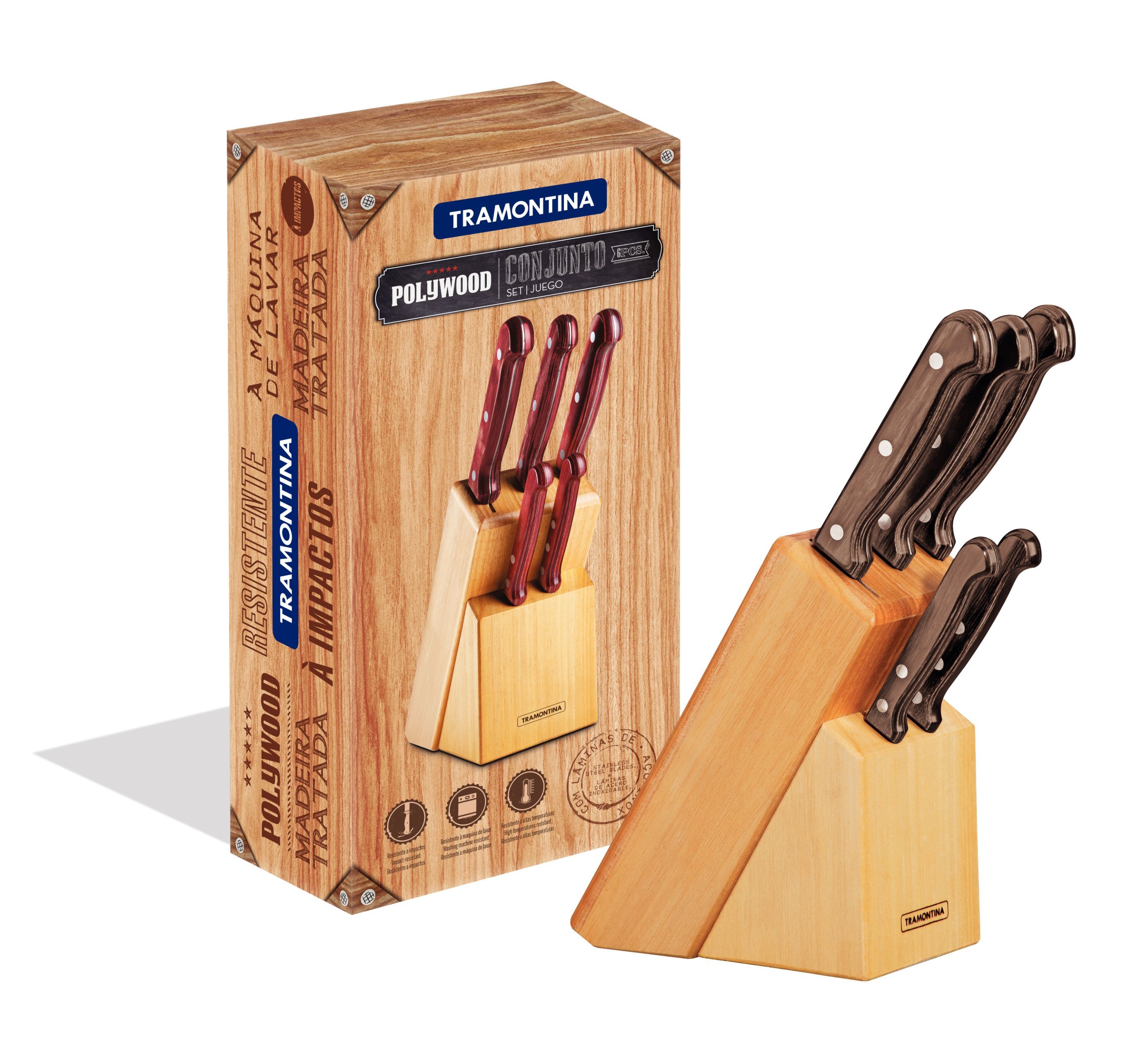 Tramontina 6 Piece Polywood Knife Set with Block
