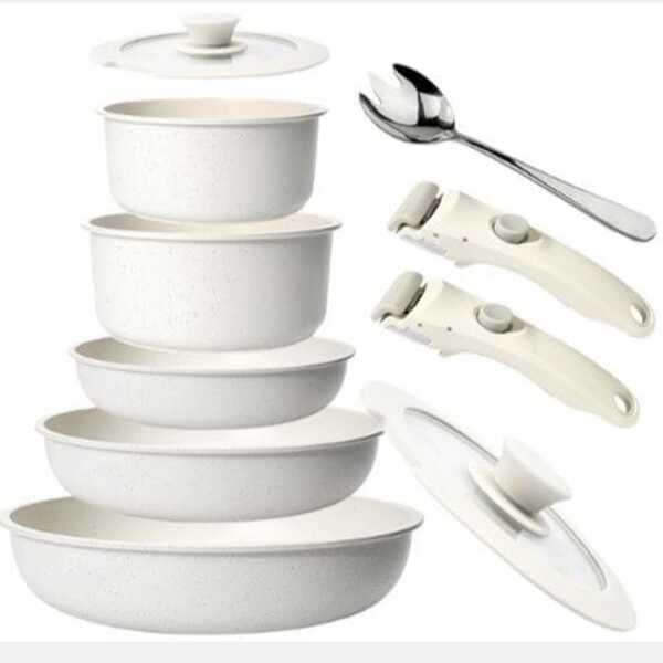 10 Piece Pots and Pans Set, Non Stick Detachable handle  Cookware Set