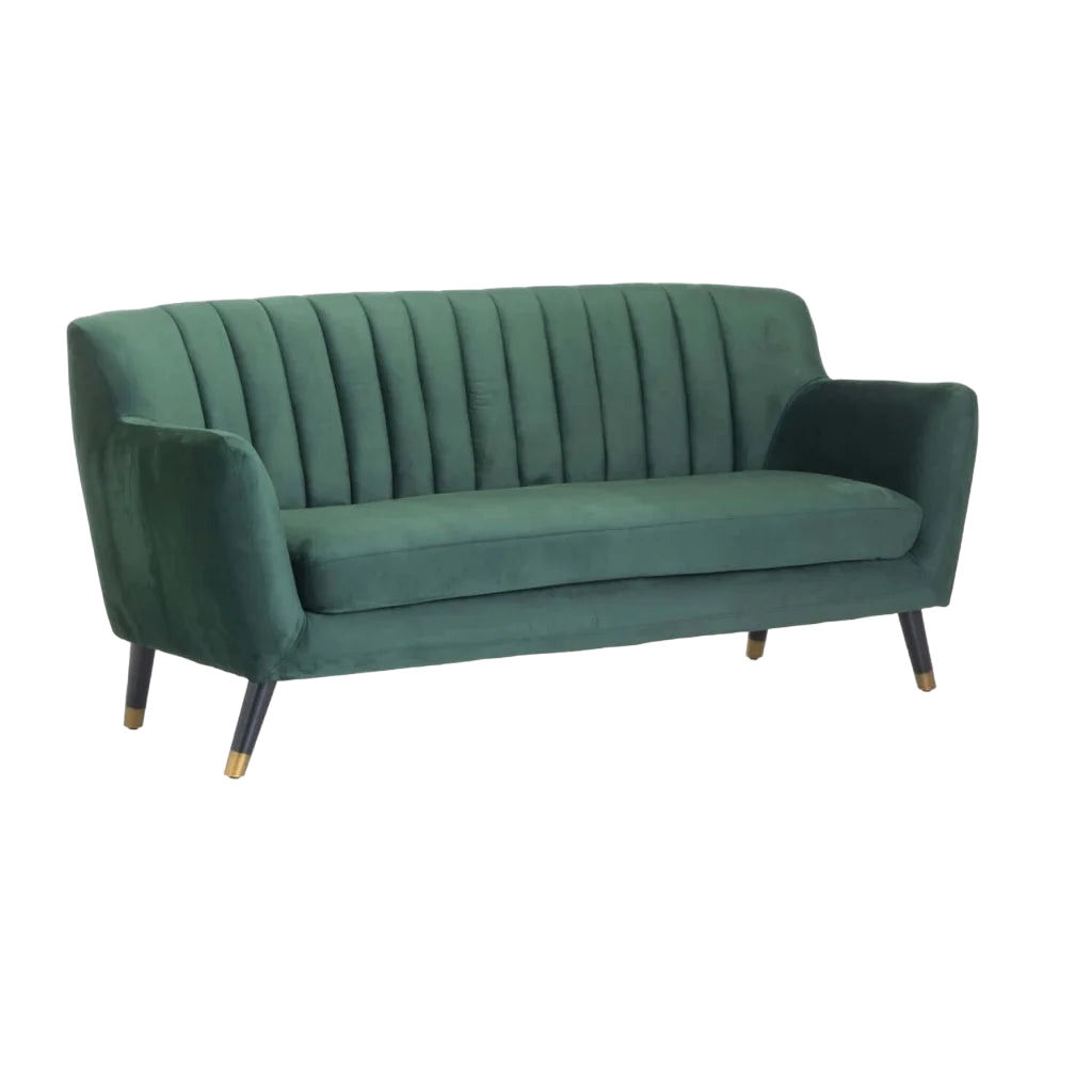 Vividitto - Paera Velvet 3 Seater Couch - Forest Green