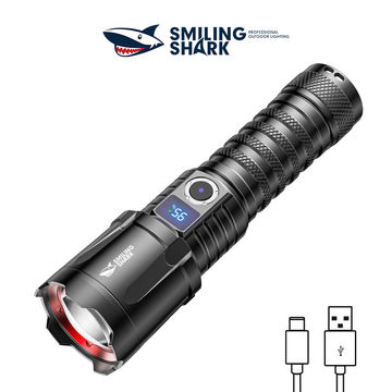 SmilingShark SD7005 Powerful Torch Light Super Bright M80 10000lm Flashlight Zoomable 5modes Type-C Rechargeable with Battery Indicator Waterproof for Camping Hiking Work