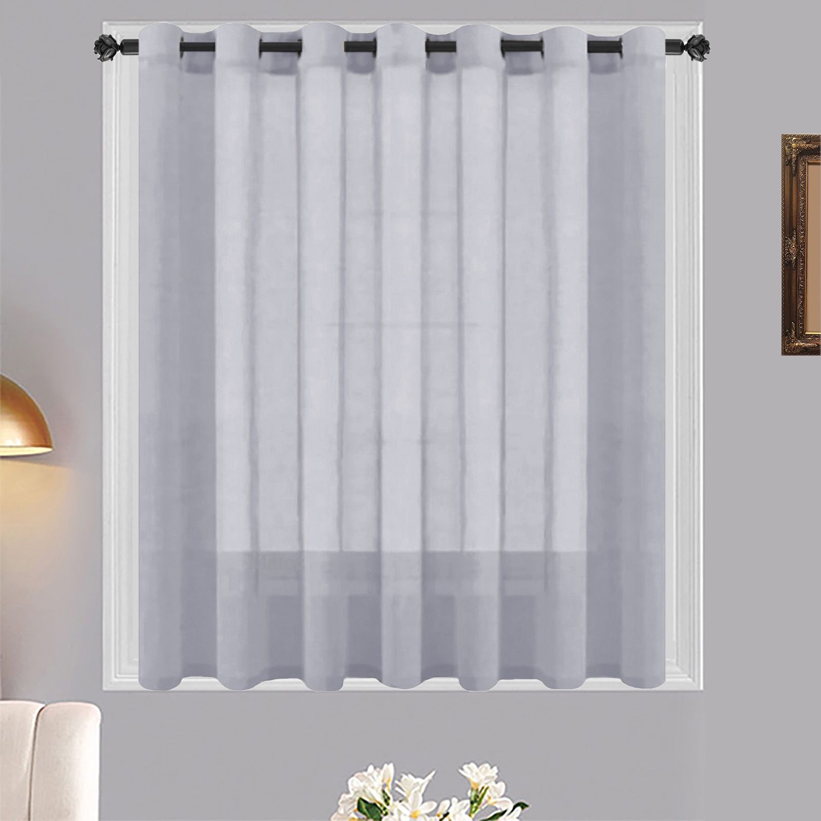 Matoc Designs Café Curtain - Mystic Voile - Dove - Eyelet - Single Layer - 250cm W x 123cm H
