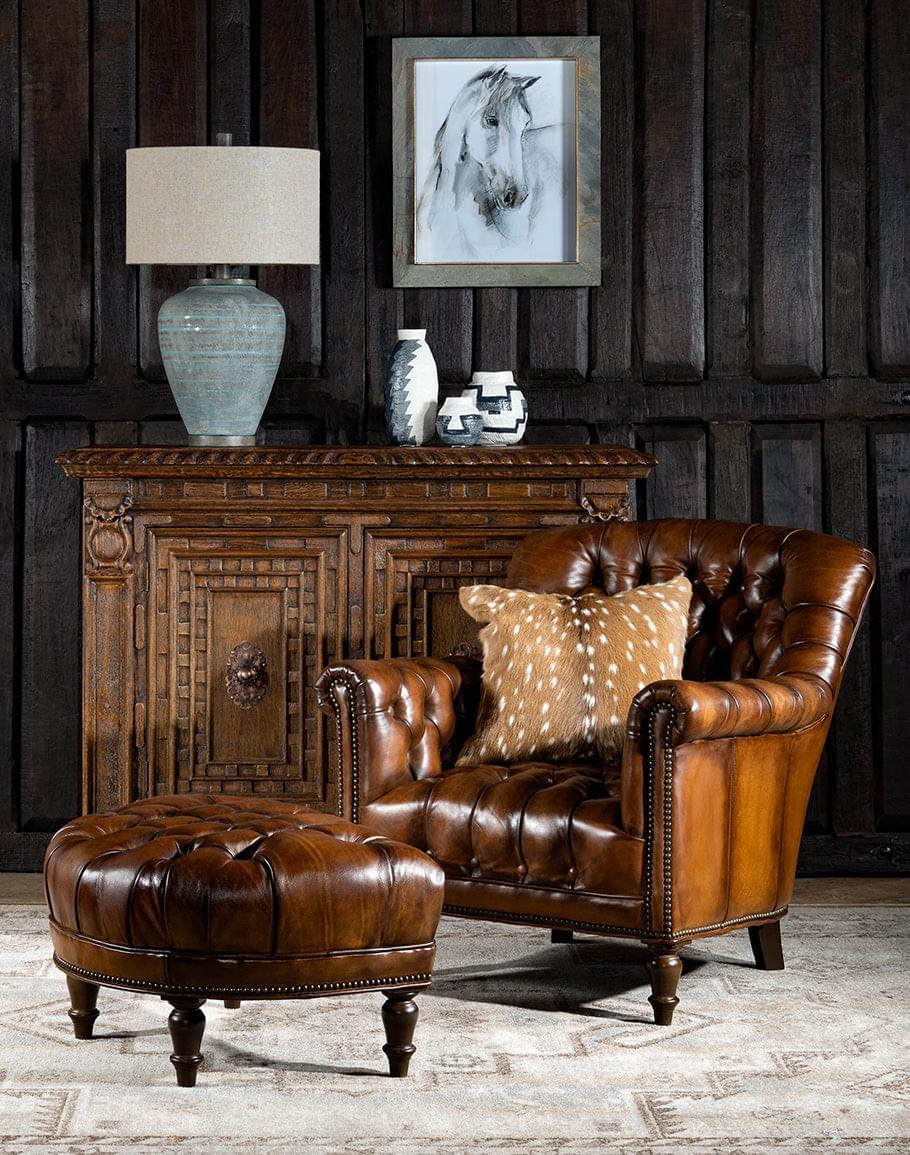 Briaton Vintage Tufted Lounge Chair - Piccadilly Brandy