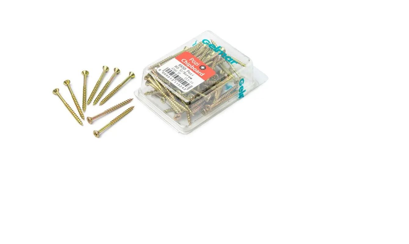 Chipboard Screws, Pozi, No.6, 3.5mm x 50mm, 80 Pieces (4 pack) BY WOODLY